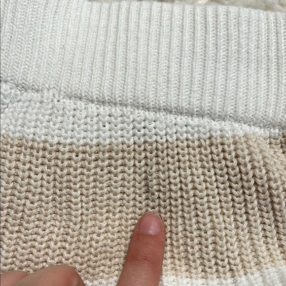 Sincerely Jules Knit Beach Swim Cover Up Women Tan and White Striped Shorts CA11 - Picture 6 of 6